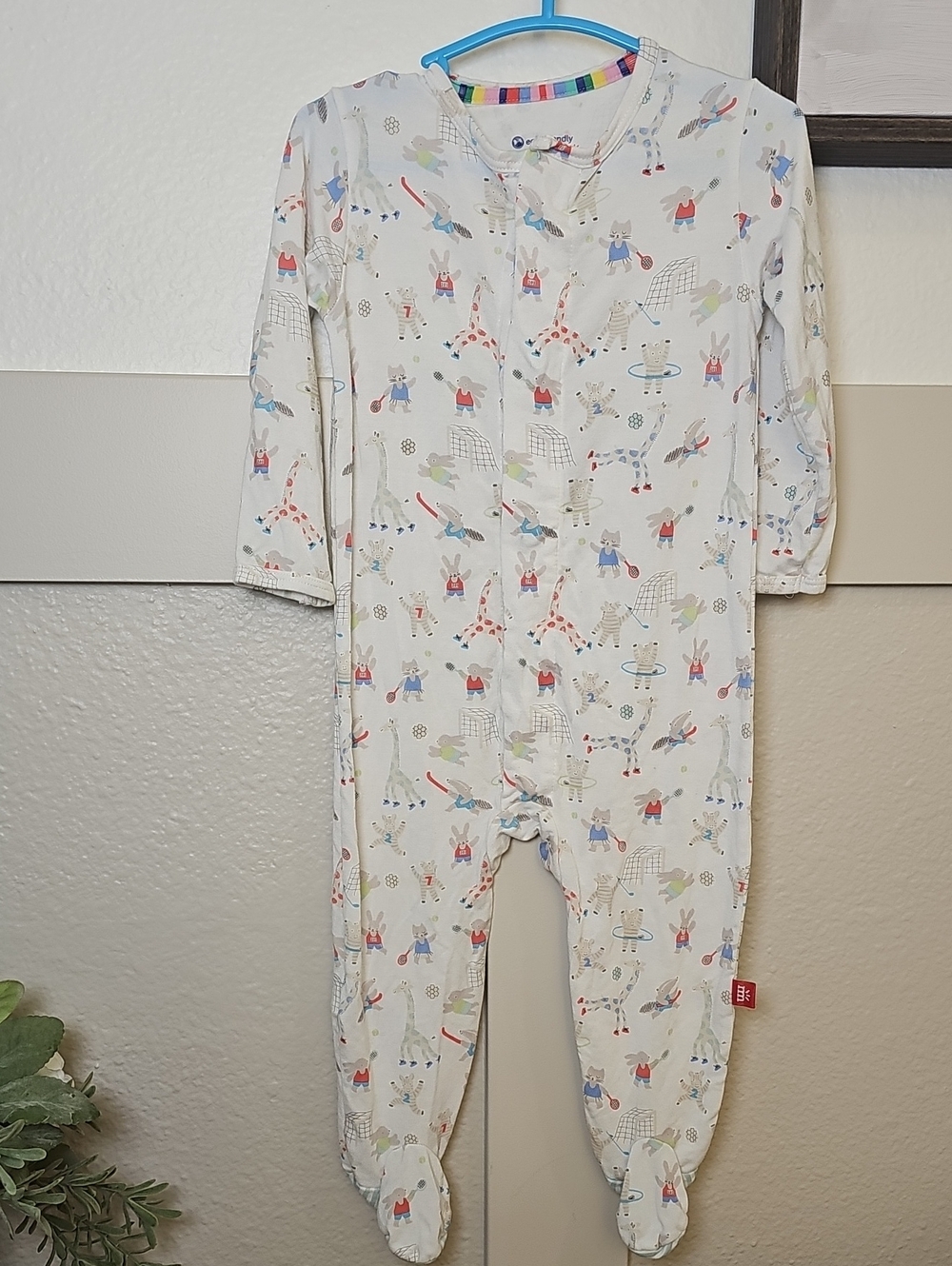 Magnetic Me White Footed One-Piece with Multicolor Animal Print